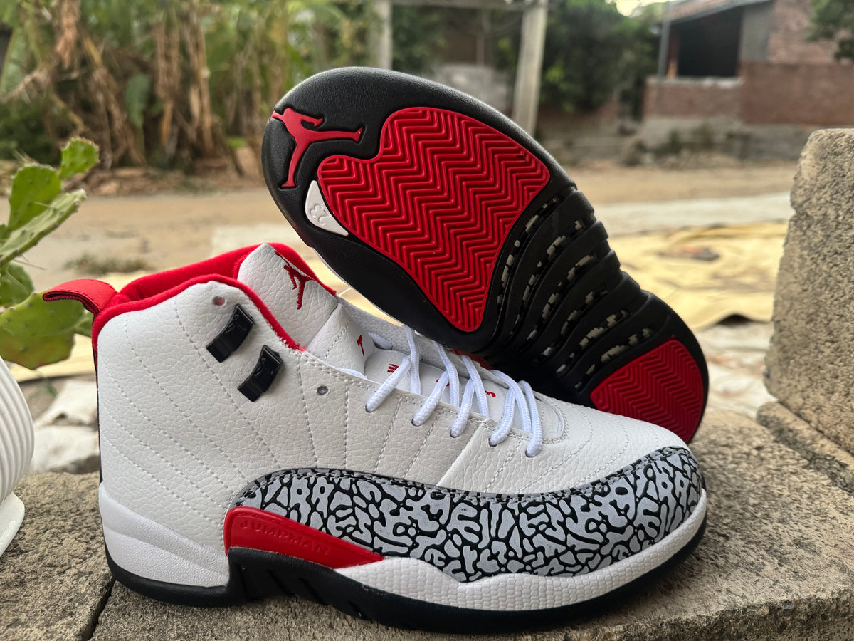 Air Jordan 12 Elephant Print White Red Black