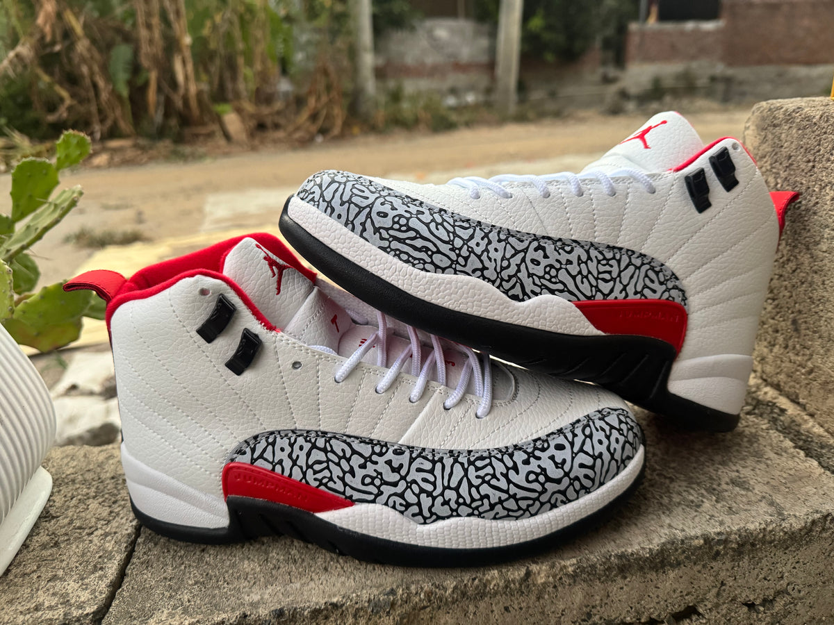 Air Jordan 12 Elephant Print White Red Black