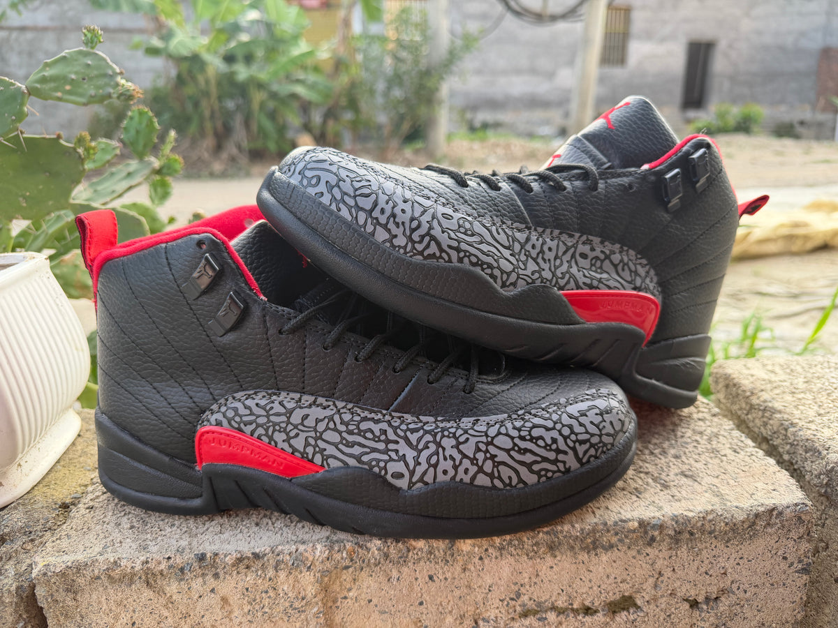 Air Jordan 12 Retro Black Red Elephant Print