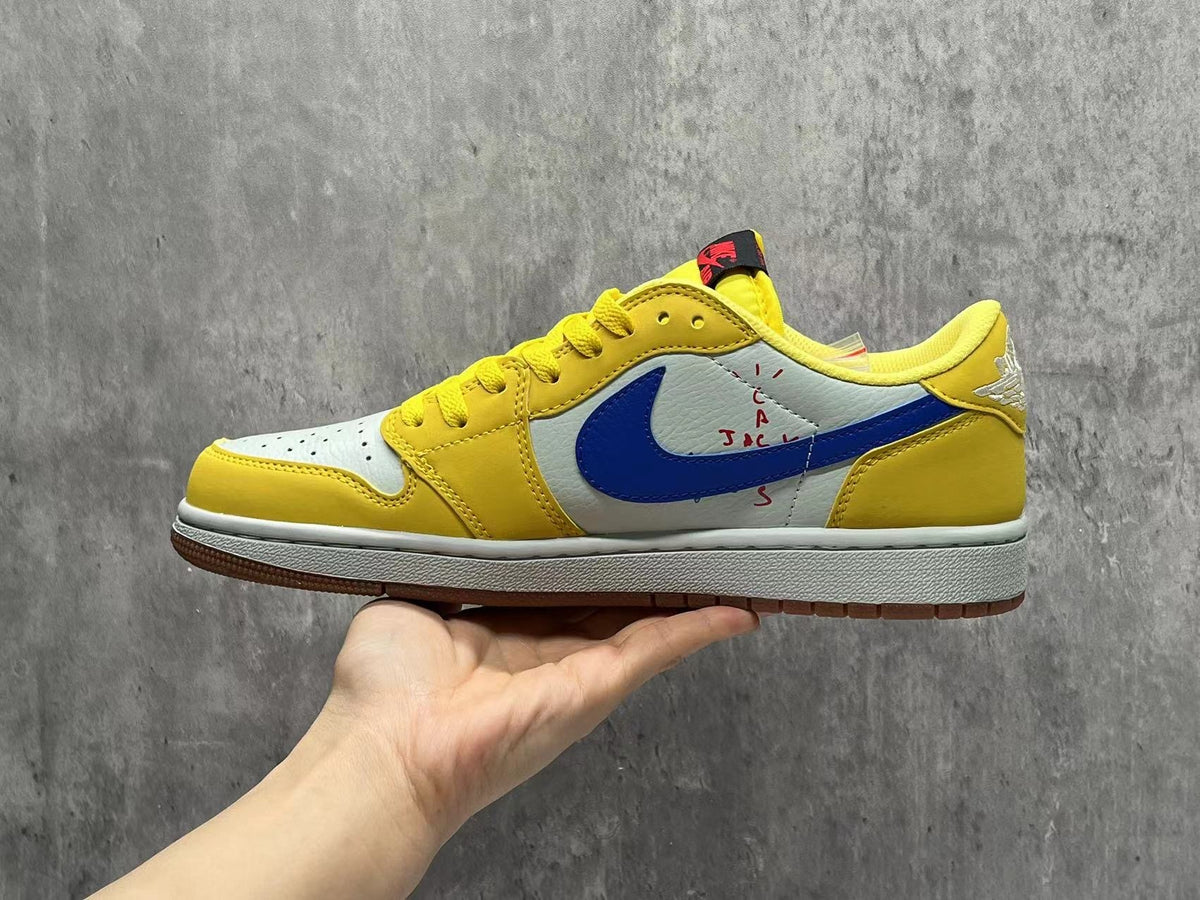 Air Jordan 1 Low 'Pollen' Sneakers, Yellow / White / Blue