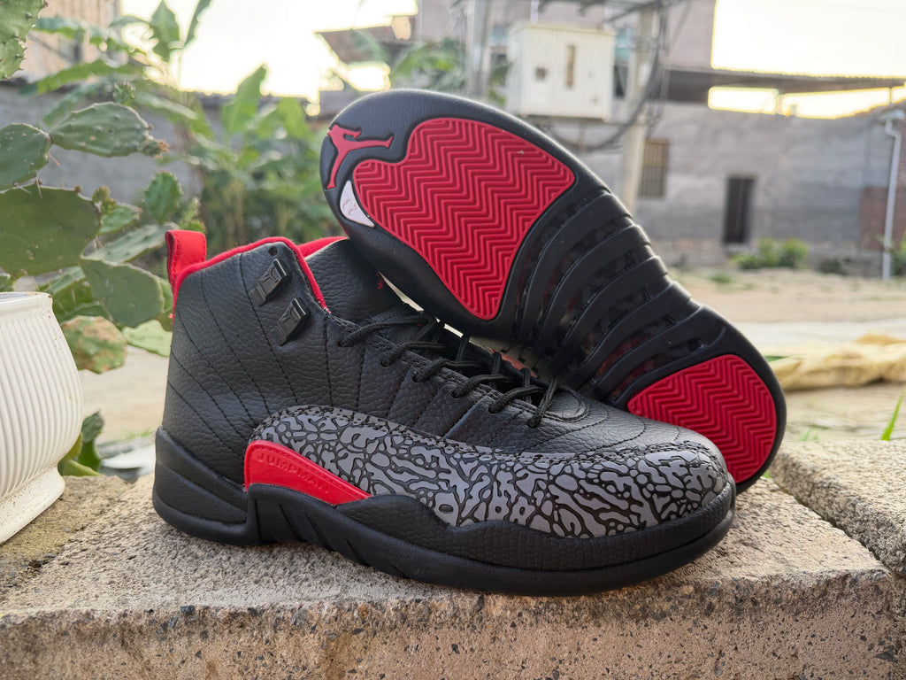 Air Jordan 12 Retro Black Red Elephant Print