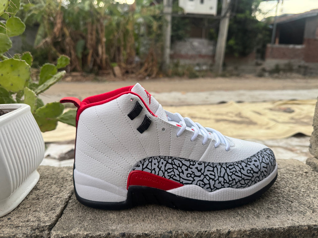 Air Jordan 12 Elephant Print White Red Black