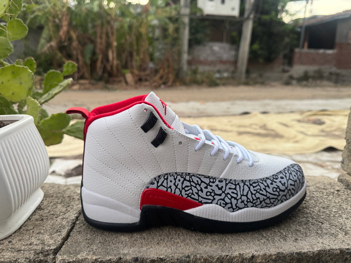 Air Jordan 12 Elephant Print White Red Black