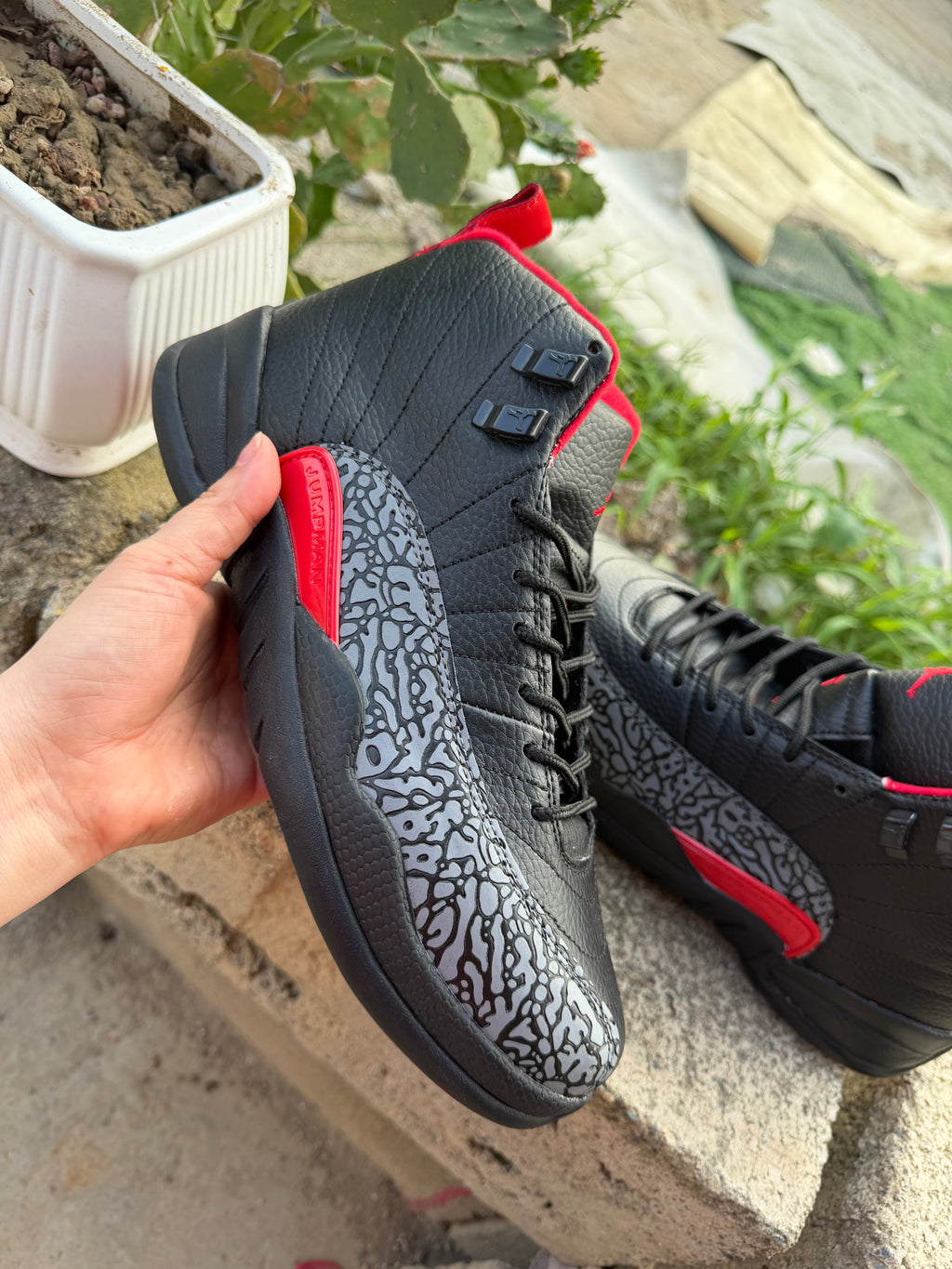 Air Jordan 12 Retro Black Red Elephant Print