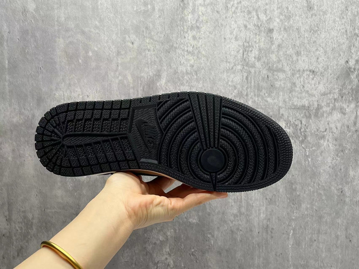 Air Jordan 1 D Reverse Swoosh Black and Beige Sneakers