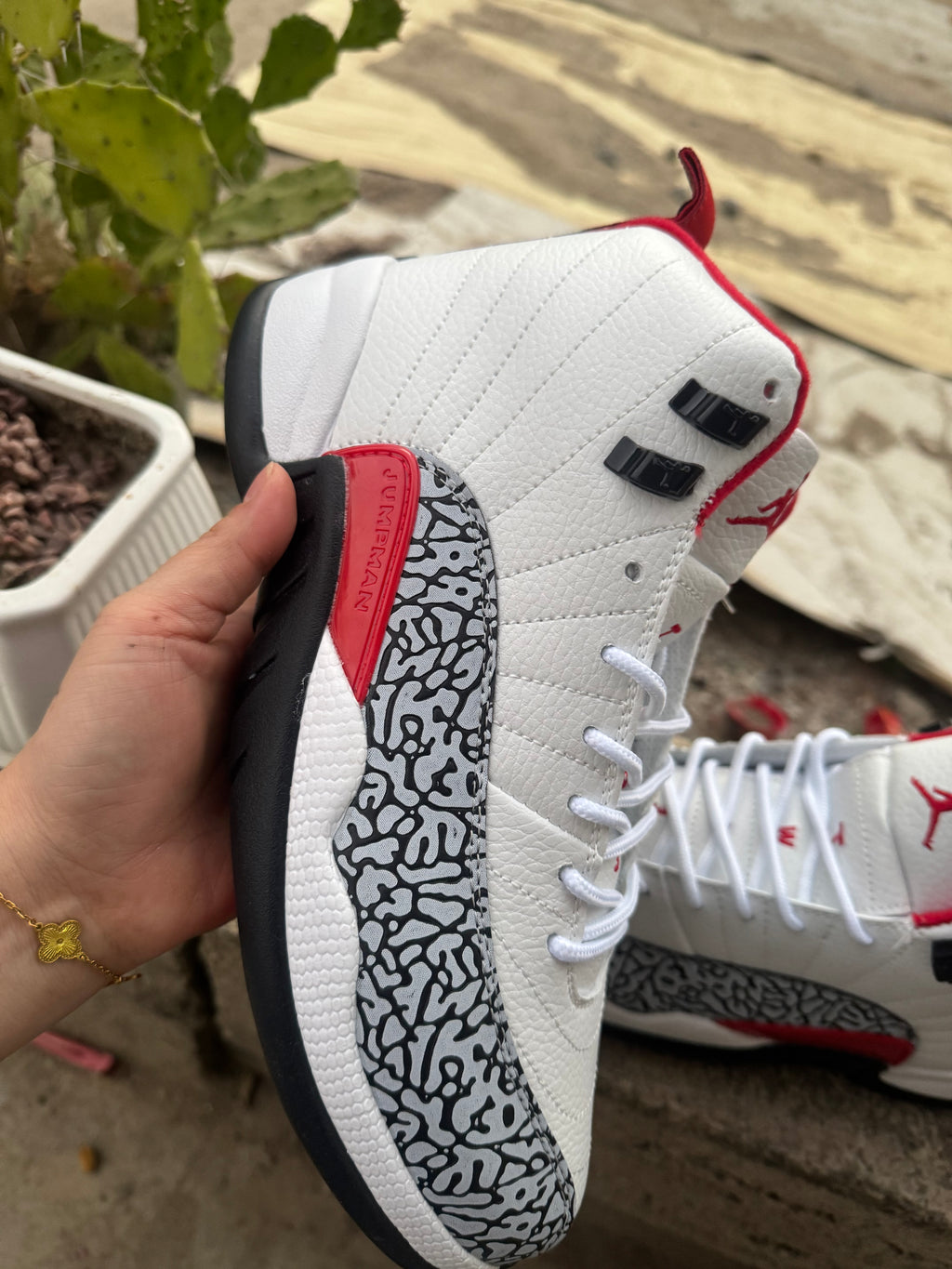 Air Jordan 12 Elephant Print White Red Black