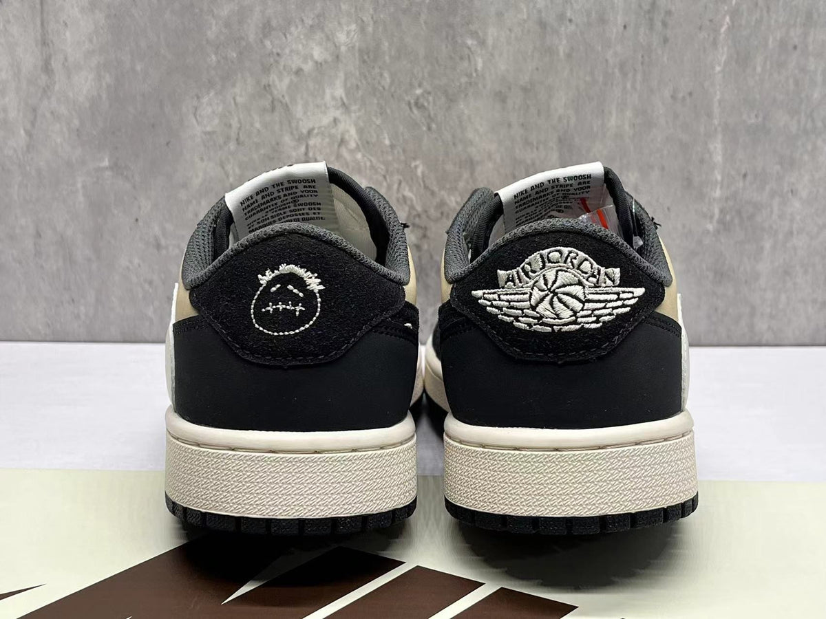 Air Jordan 1 D Reverse Swoosh Black and Beige Sneakers